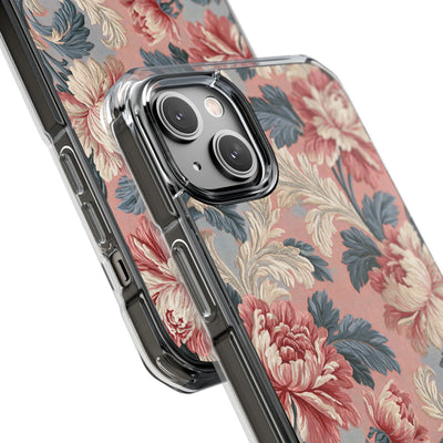 Blush Peony Jacquard · Clear Impact Magnetic Phone Case for iPhone ·  Pink