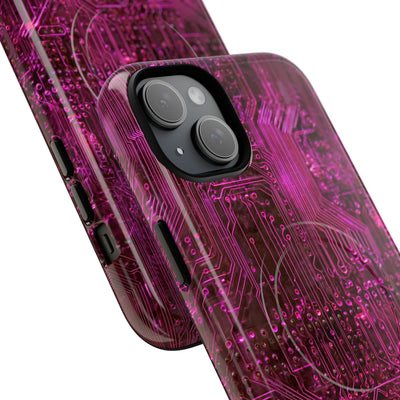 Magenta Circuit Trace · Tough 2.0 Magnetic Phone Case for iPhone · Pink
