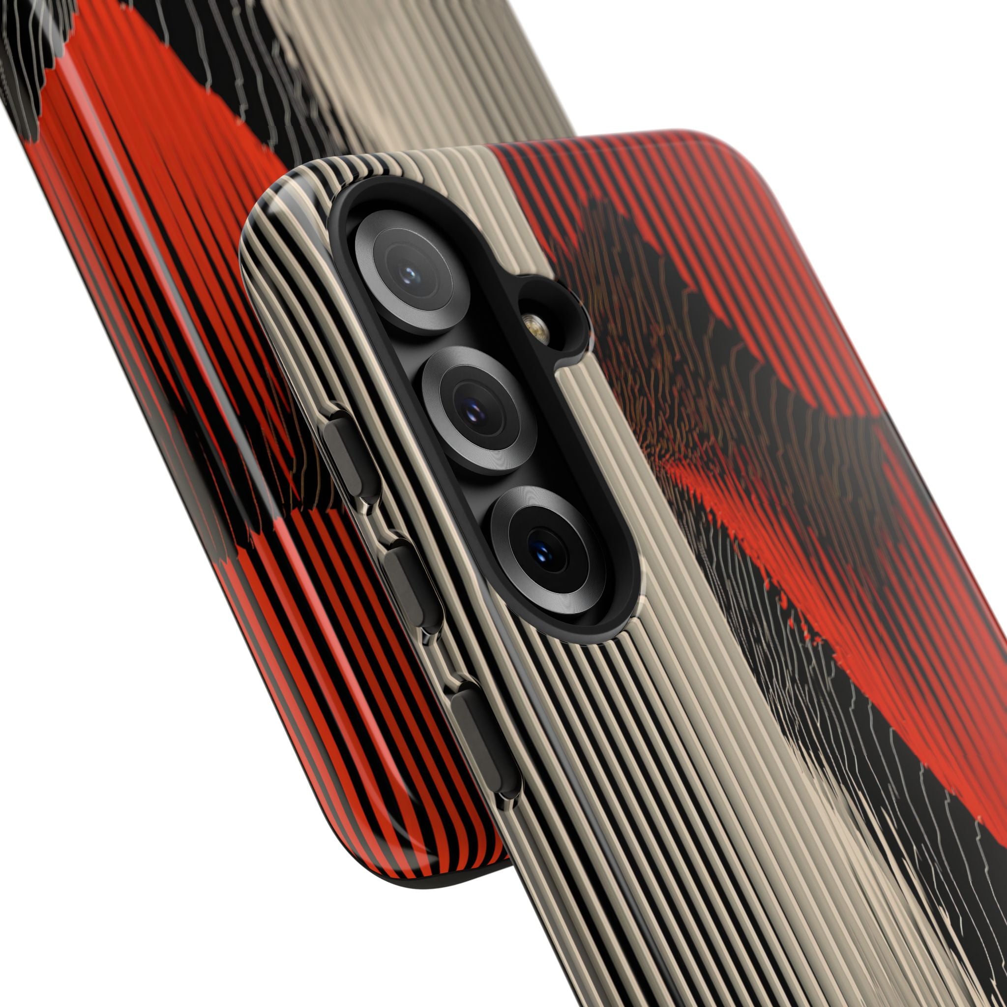 Red Tough Phone Case for Samsung - Crimson Pulse Topo