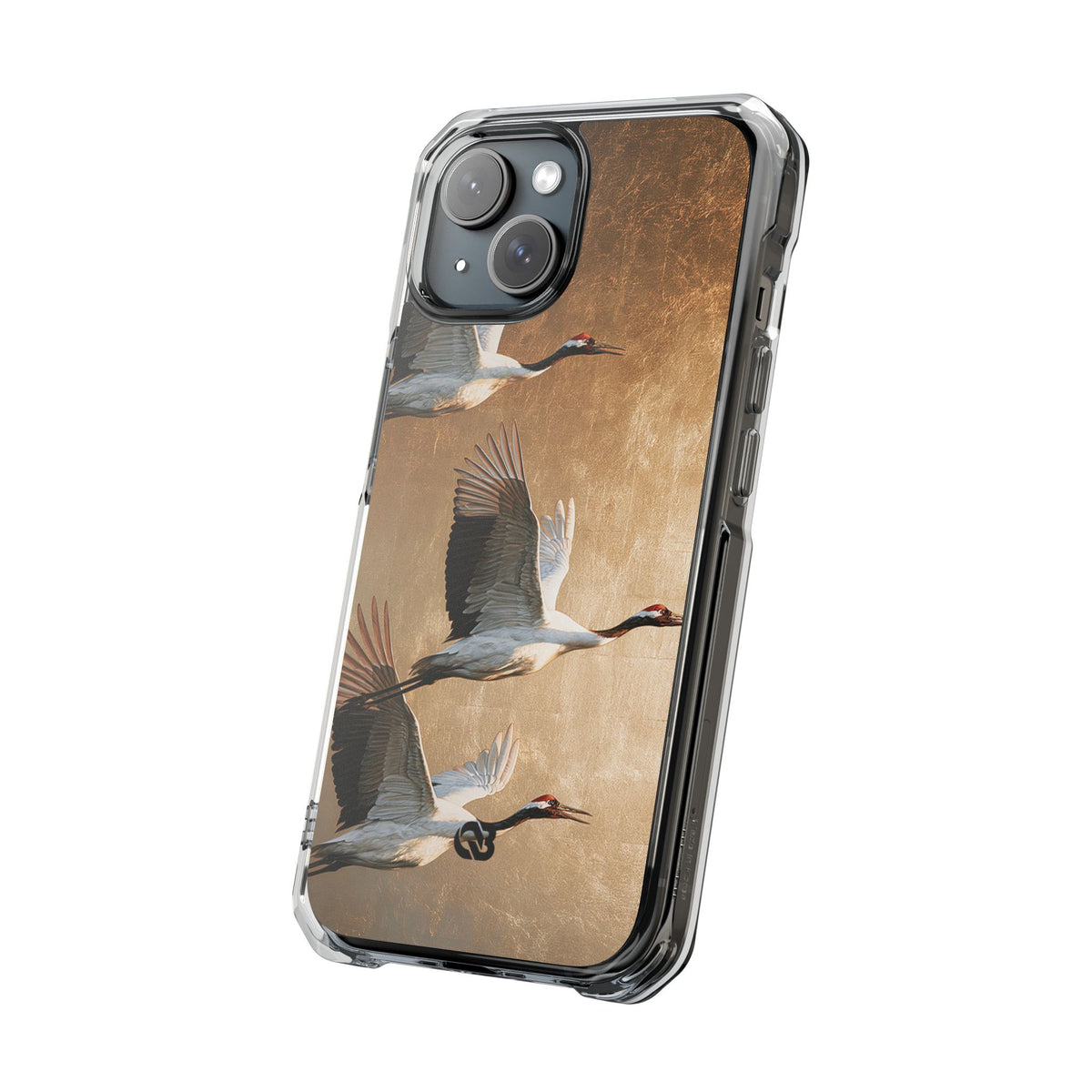 Golden Crane Flight · Clear Impact Magnetic Phone Case for iPhone · Gold