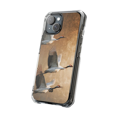 Golden Crane Flight · Clear Impact Magnetic Phone Case for iPhone · Gold