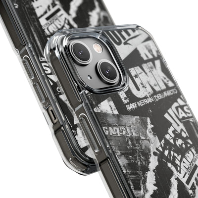 Underground Punk Collage · Clear Impact Magnetic Phone Case for iPhone · Black