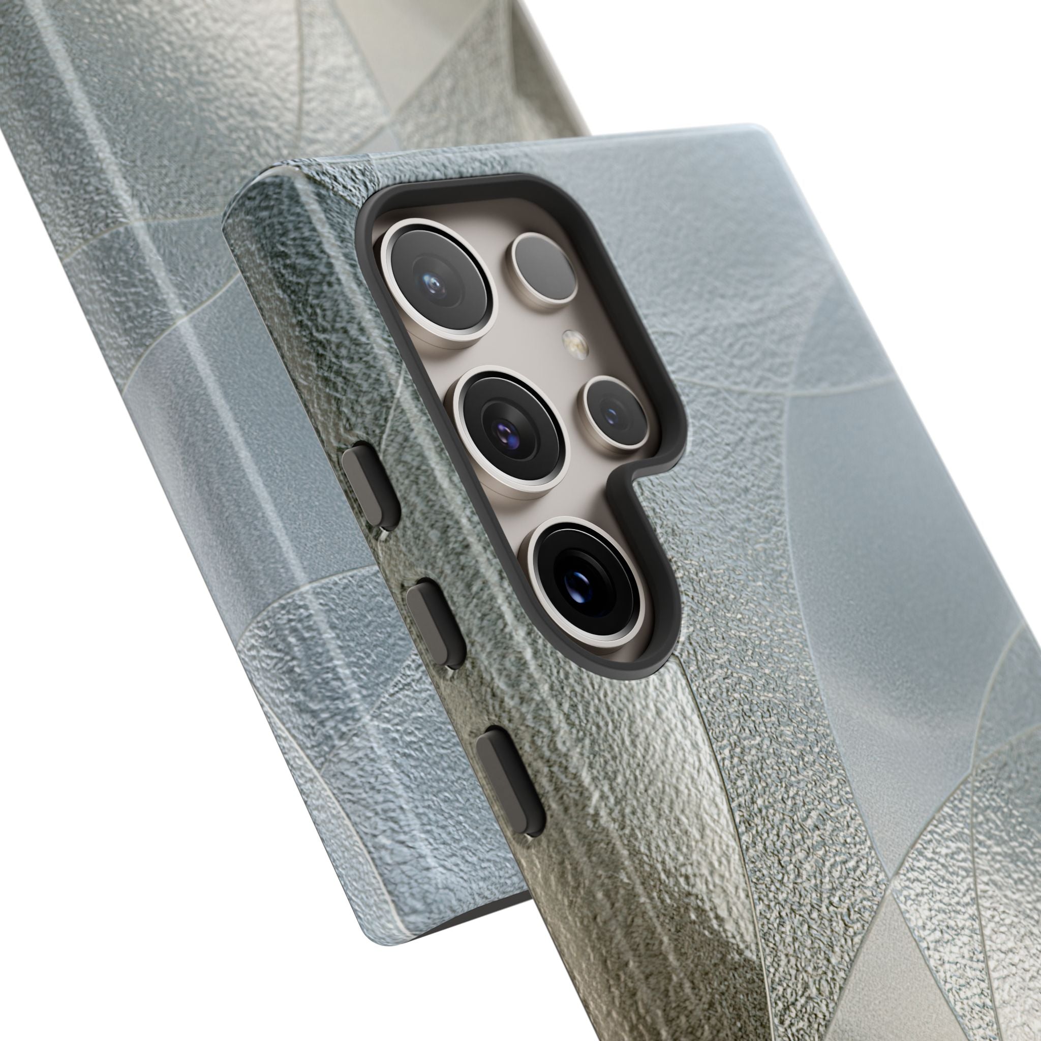 Silver Tough Phone Case for Samsung - Frosted Silver Mosaic
