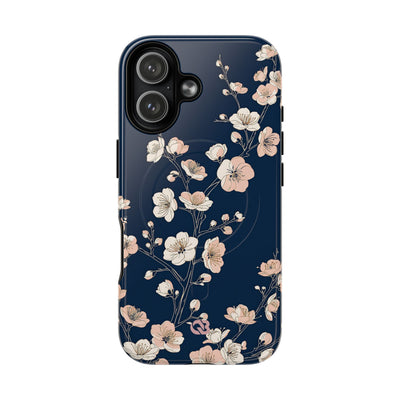Blue Tough 2.0 Magsafe Phone Case for iPhone - Midnight Peach Sakura