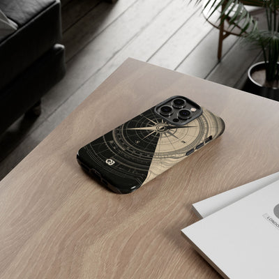 Beige Tough Phone Case for iPhone - Obsidian Nautical Blueprint