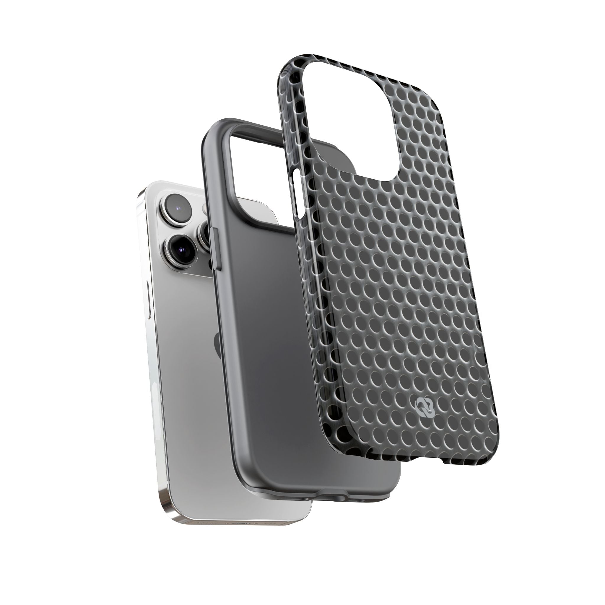 Silver Tough Phone Case for iPhone - Brutalist Steel Mesh