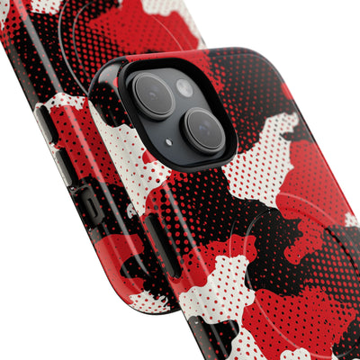 Crimson Halftone Camo · Tough 2.0 Magnetic Phone Case for iPhone · Red