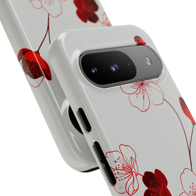 Red Tough Phone Case for Google Pixel - Kyoto Ember Bloom