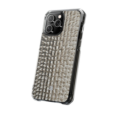 Beige Impact MagSafe Phone Case for iPhone - Bone Spiked Grid