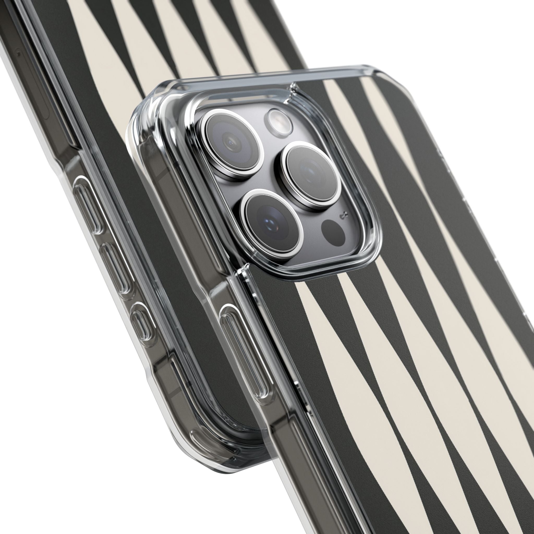 Black Impact MagSafe Phone Case for iPhone - Ivory Spindle Grid