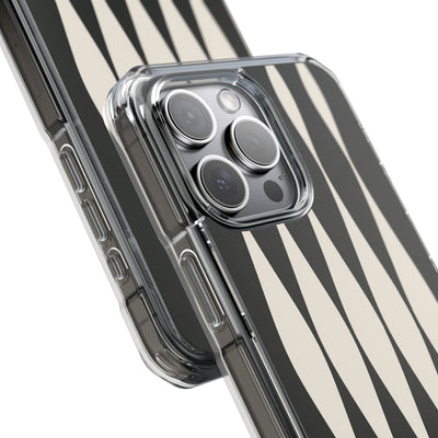 Black Impact MagSafe Phone Case for iPhone - Ivory Spindle Grid