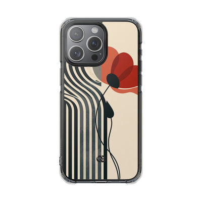Modernist Poppy · Clear Impact Magnetic Phone Case for iPhone ·  Beige