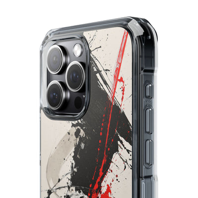 Crimson Sumi Slash · Clear Impact Magnetic Phone Case for iPhone · White