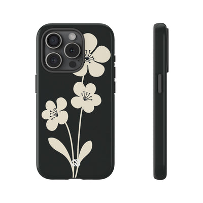 Black Tough Phone Case for iPhone - Obsidian Cream Bloom