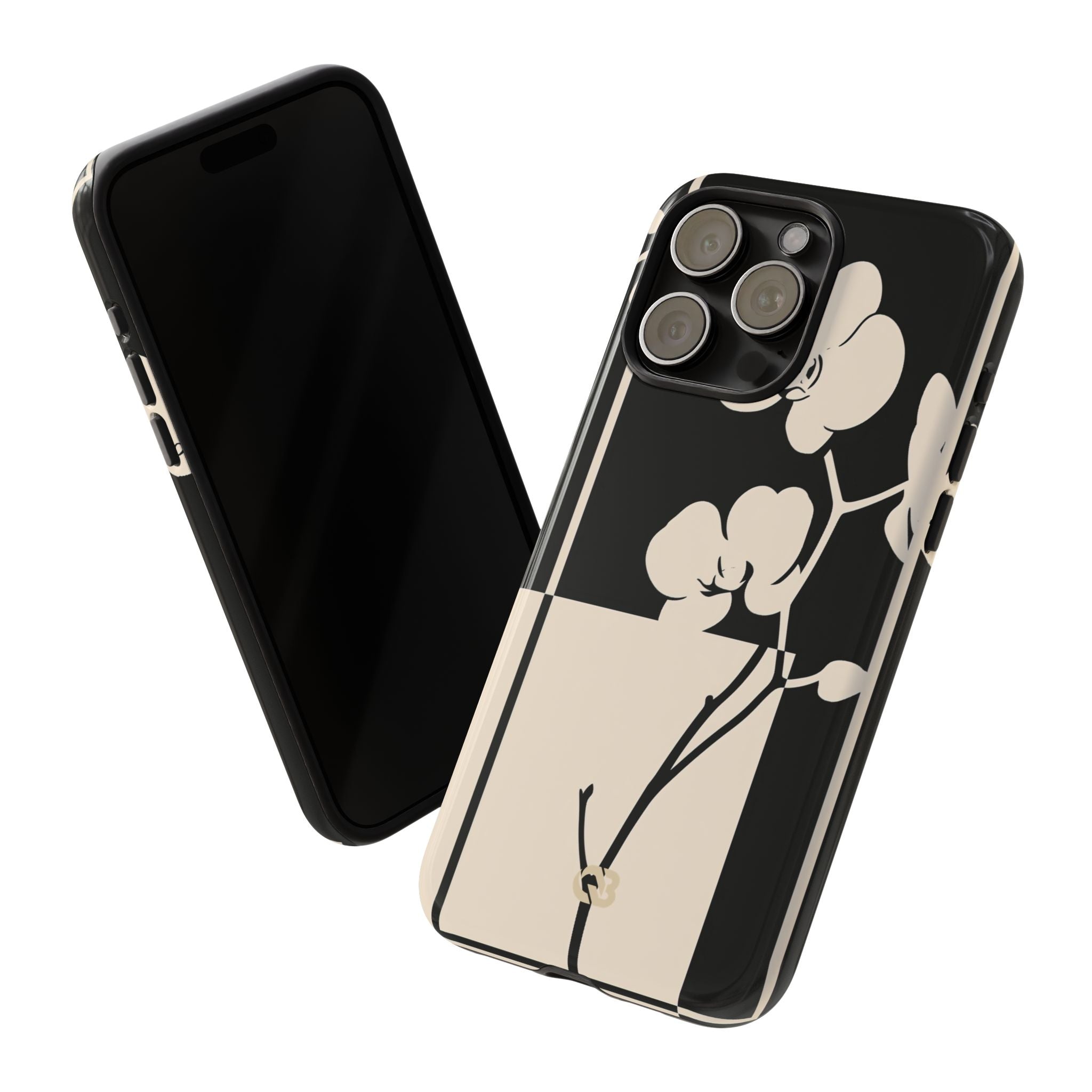 Beige Tough Phone Case for iPhone - Nocturnal Orchid Frame