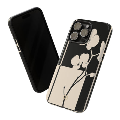 Beige Tough Phone Case for iPhone - Nocturnal Orchid Frame