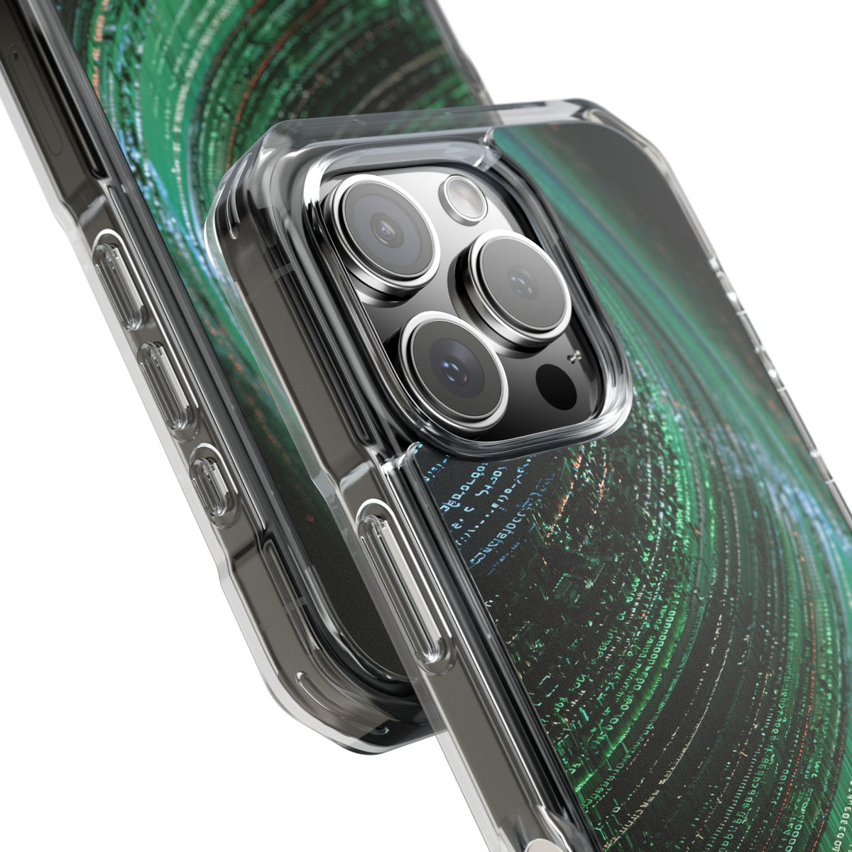 Orbital Data Stream · Clear Impact Magnetic Phone Case for iPhone · Green
