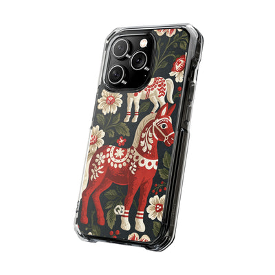 Nordic Dala Meadow · Clear Impact Magnetic Phone Case for iPhone · Red