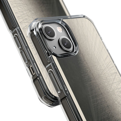 Beige Impact MagSafe Phone Case for iPhone - Brutalist Graphite Grid