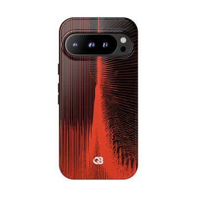 Red Tough Phone Case for Google Pixel - Crimson Frequency Pulse