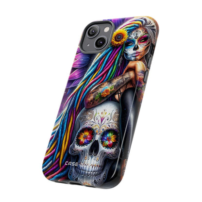 Zonnebloem schedel gloed iPhone 14 Plus hoesje - Tough