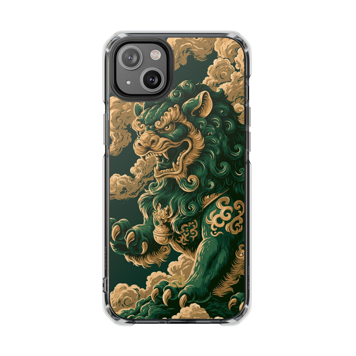 Imperial Guardian Lion · Clear Impact Magnetic Phone Case for iPhone · Green
