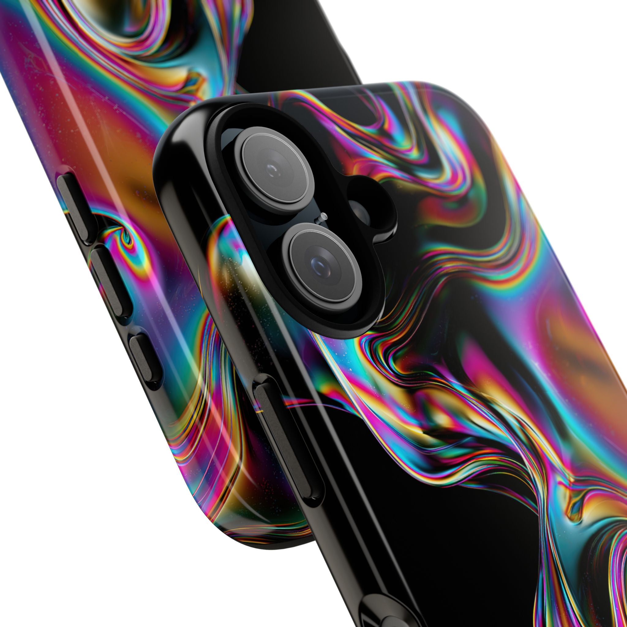 Purple Tough Phone Case for iPhone - Liquid Neon Chrome