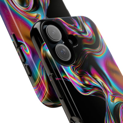 Purple Tough Phone Case for iPhone - Liquid Neon Chrome