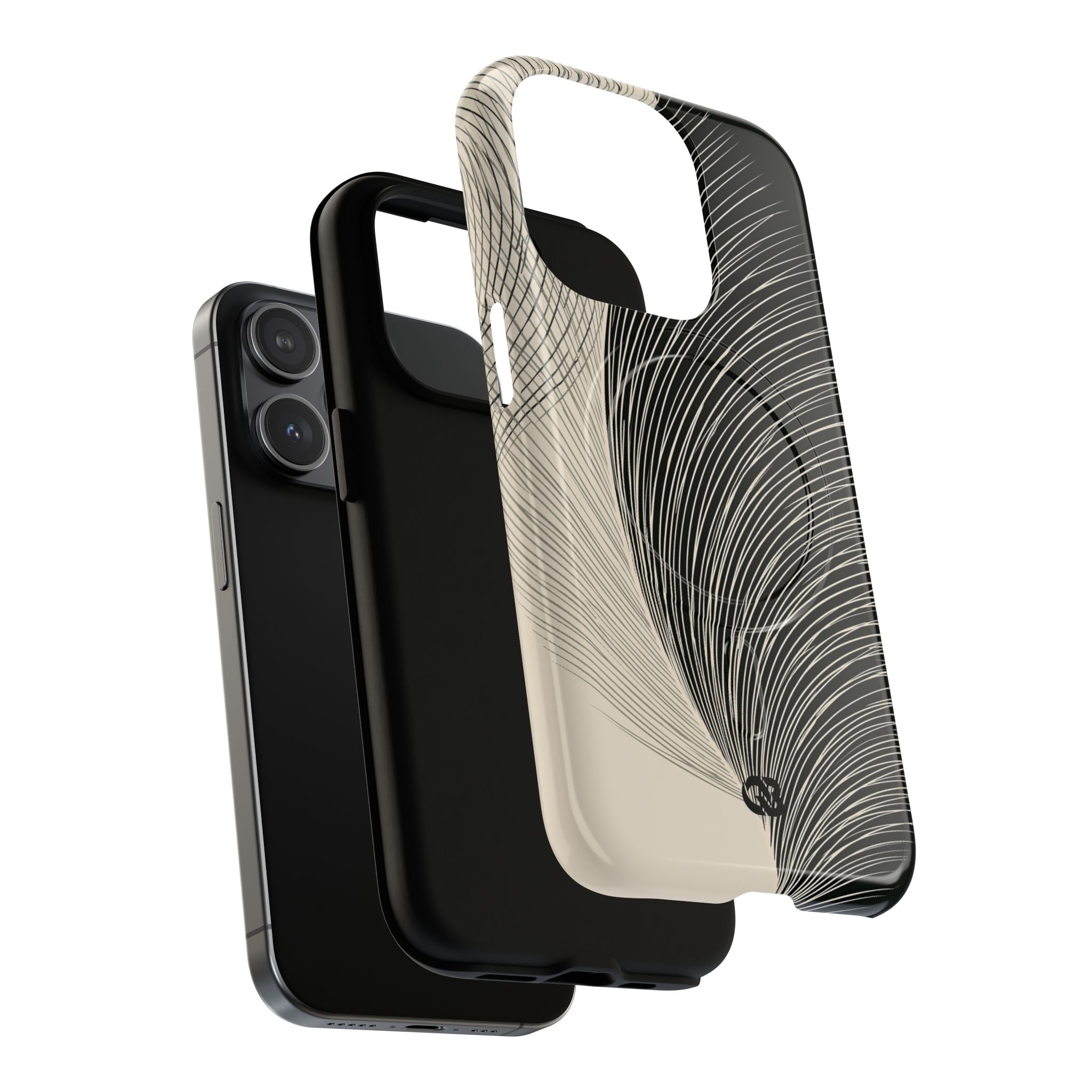 Beige Tough 2.0 Magsafe Phone Case for iPhone - Obsidian Cream Plume