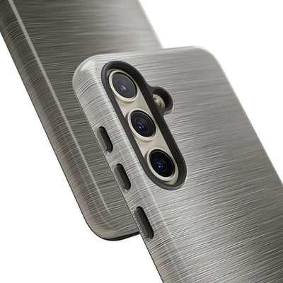 Grey Tough Phone Case for Samsung - Brushed Industrial Steel