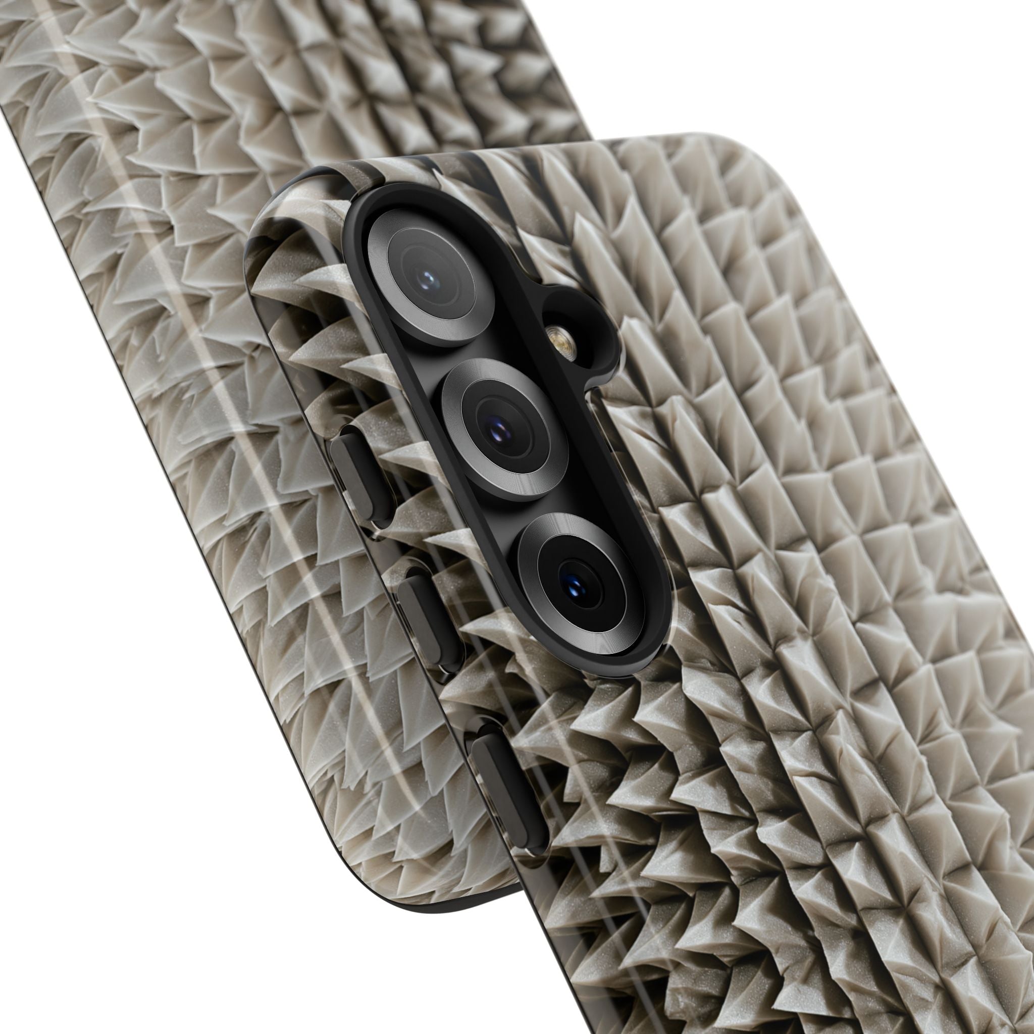Beige Tough Phone Case for Samsung - Bone Spiked Grid