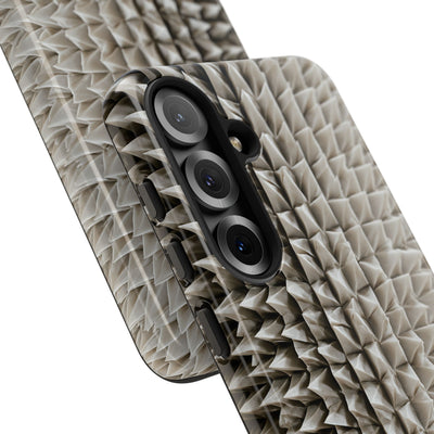 Beige Tough Phone Case for Samsung - Bone Spiked Grid