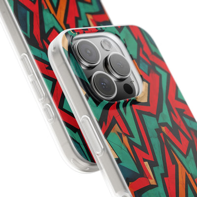 Jagged Teal Static · Soft Phone Case for iPhone
