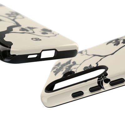 Beige Tough Phone Case for Samsung - Obsidian Bonsai Silhouette
