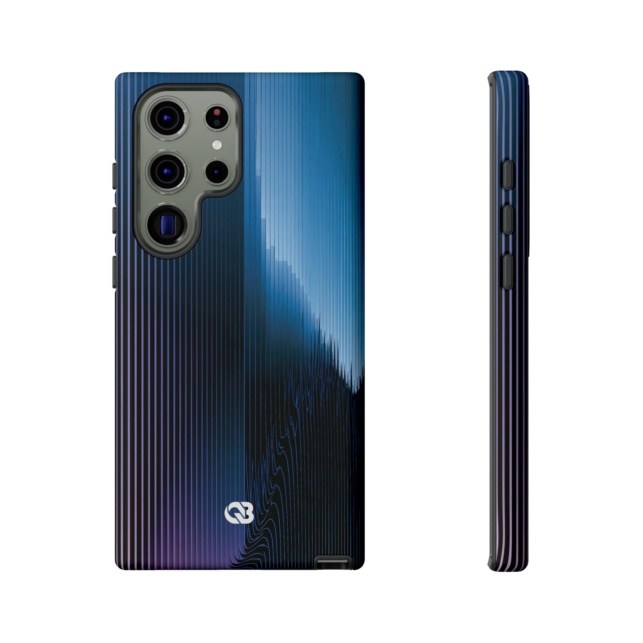 Blue Tough Phone Case for Samsung - Indigo Distortion Wave