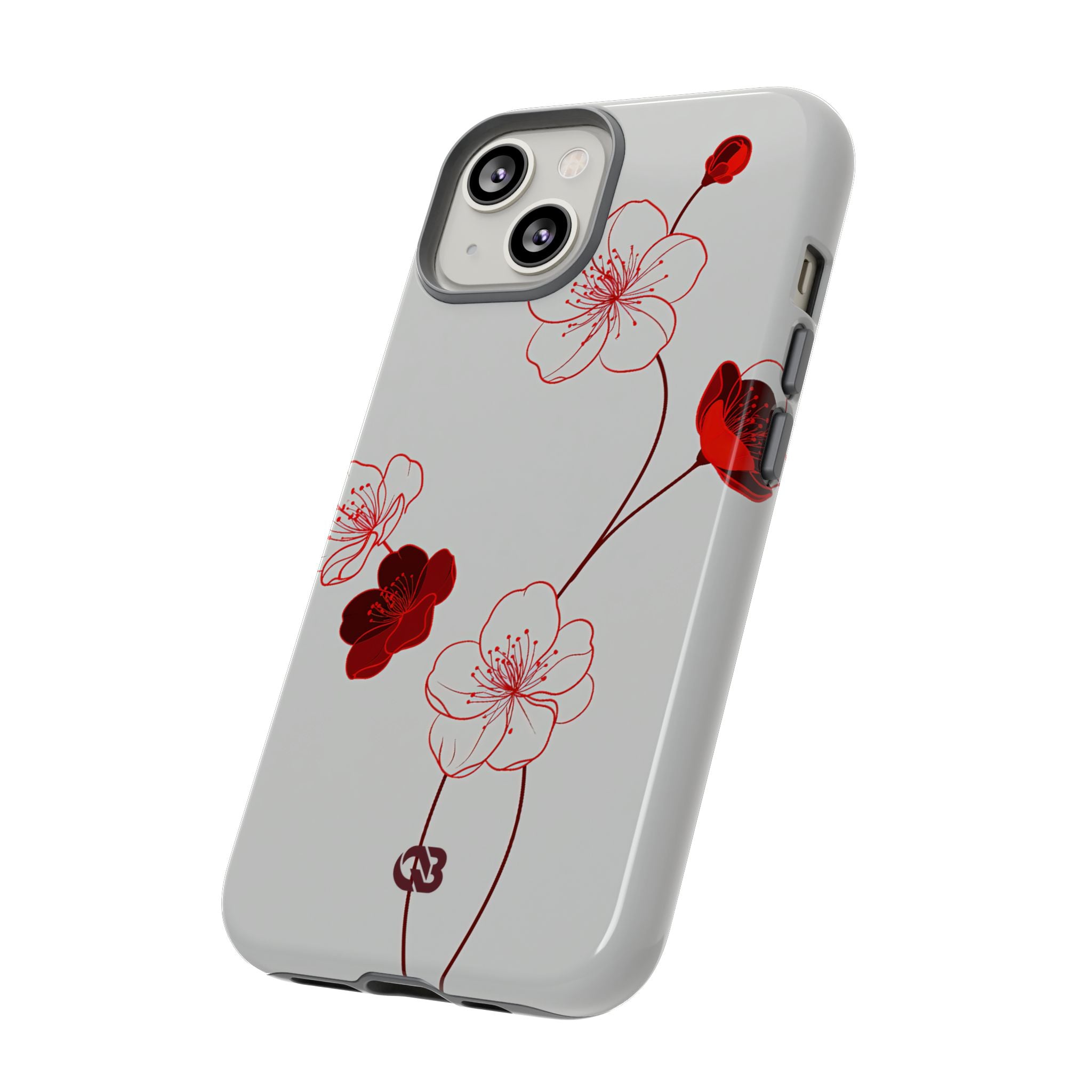 Red Tough Phone Case for iPhone - Kyoto Ember Bloom