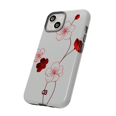 Red Tough Phone Case for iPhone - Kyoto Ember Bloom