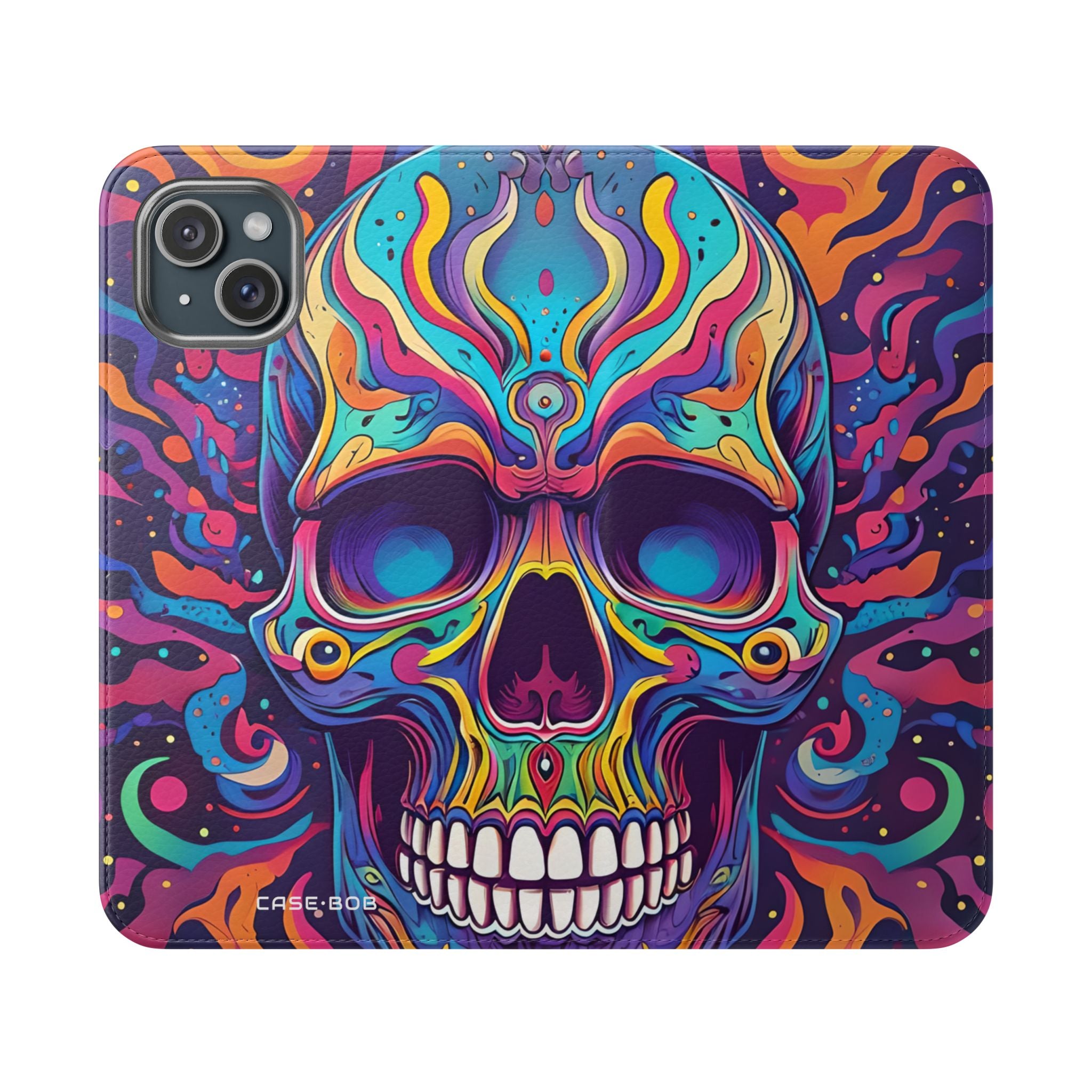 Psychedelic Skull - iPhone 15 Plus Case - Wallet