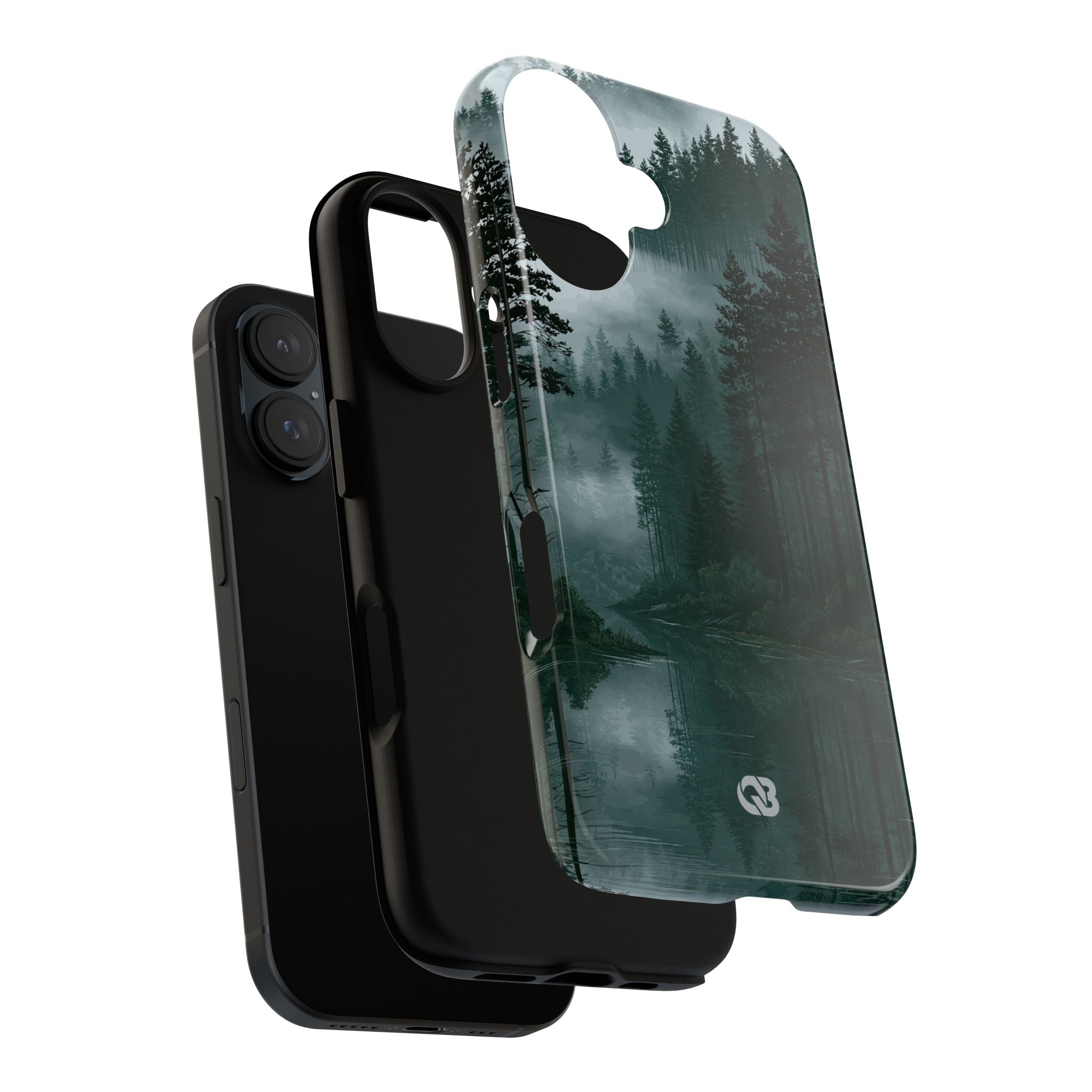Green Tough Phone Case for iPhone - Misty Evergreen Mirror