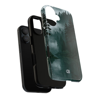 Green Tough Phone Case for iPhone - Misty Evergreen Mirror