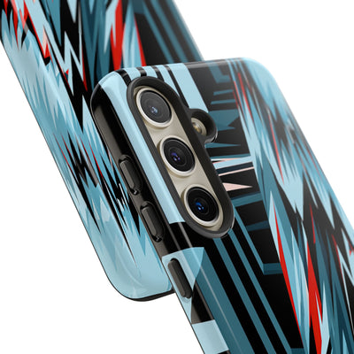 Blue Tough Phone Case for Samsung - Glitch Peak Cyan