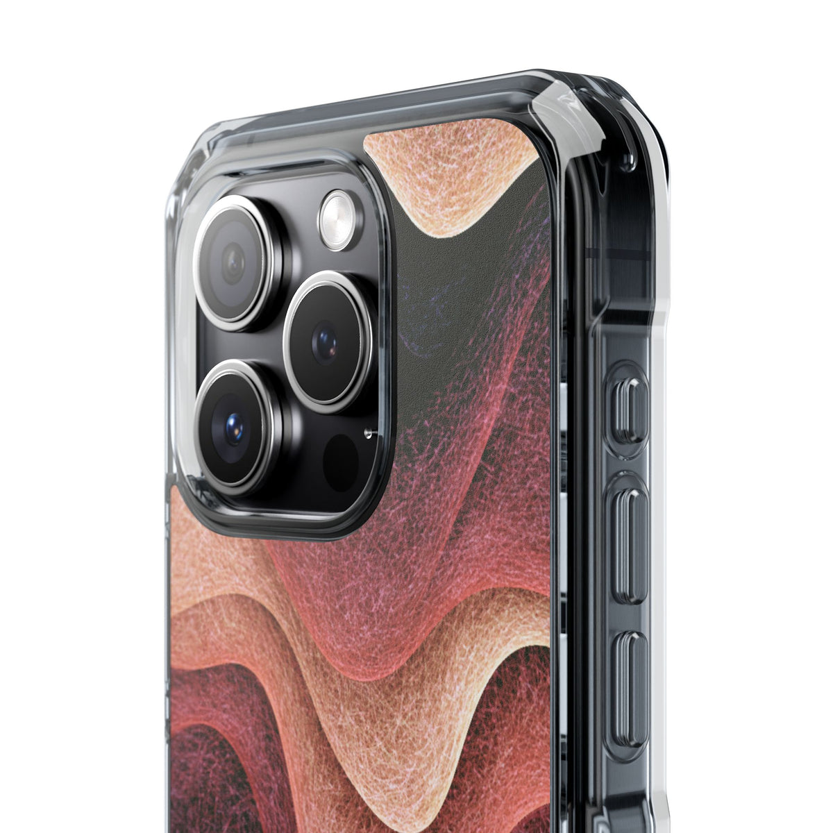 Rose Contour Waves · Clear Impact Magnetic Phone Case for iPhone · Pink