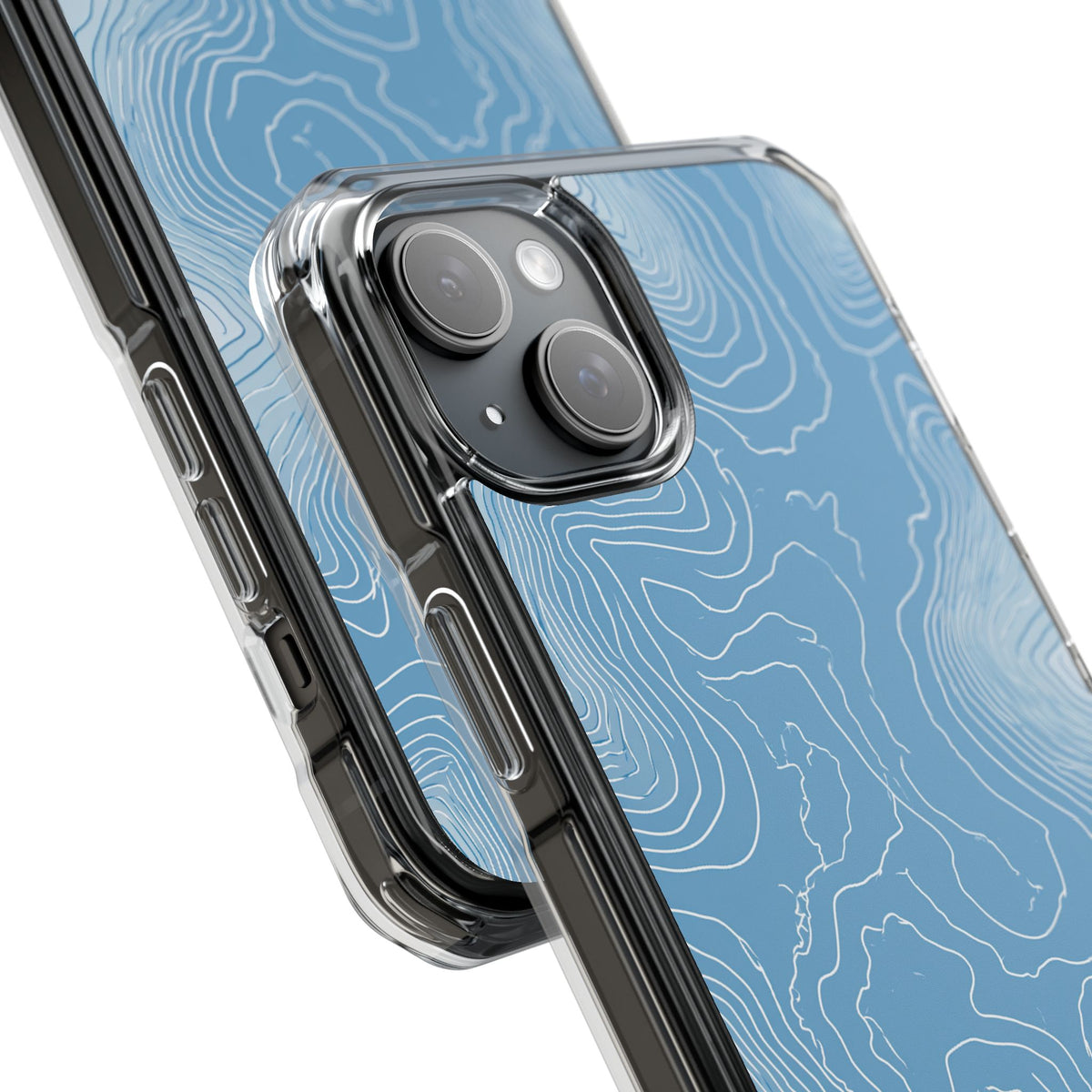 Glacial Basin Topo · Clear Impact Magnetic Phone Case for iPhone · Blue