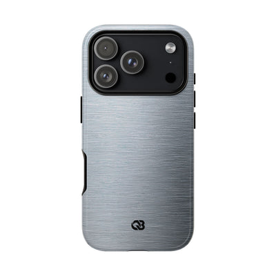 Silver Tough Phone Case for iPhone - Satin Chrome Grain
