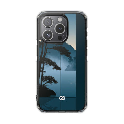 Misty Pine Horizon · Clear Impact Magnetic Phone Case for iPhone ·  Teal