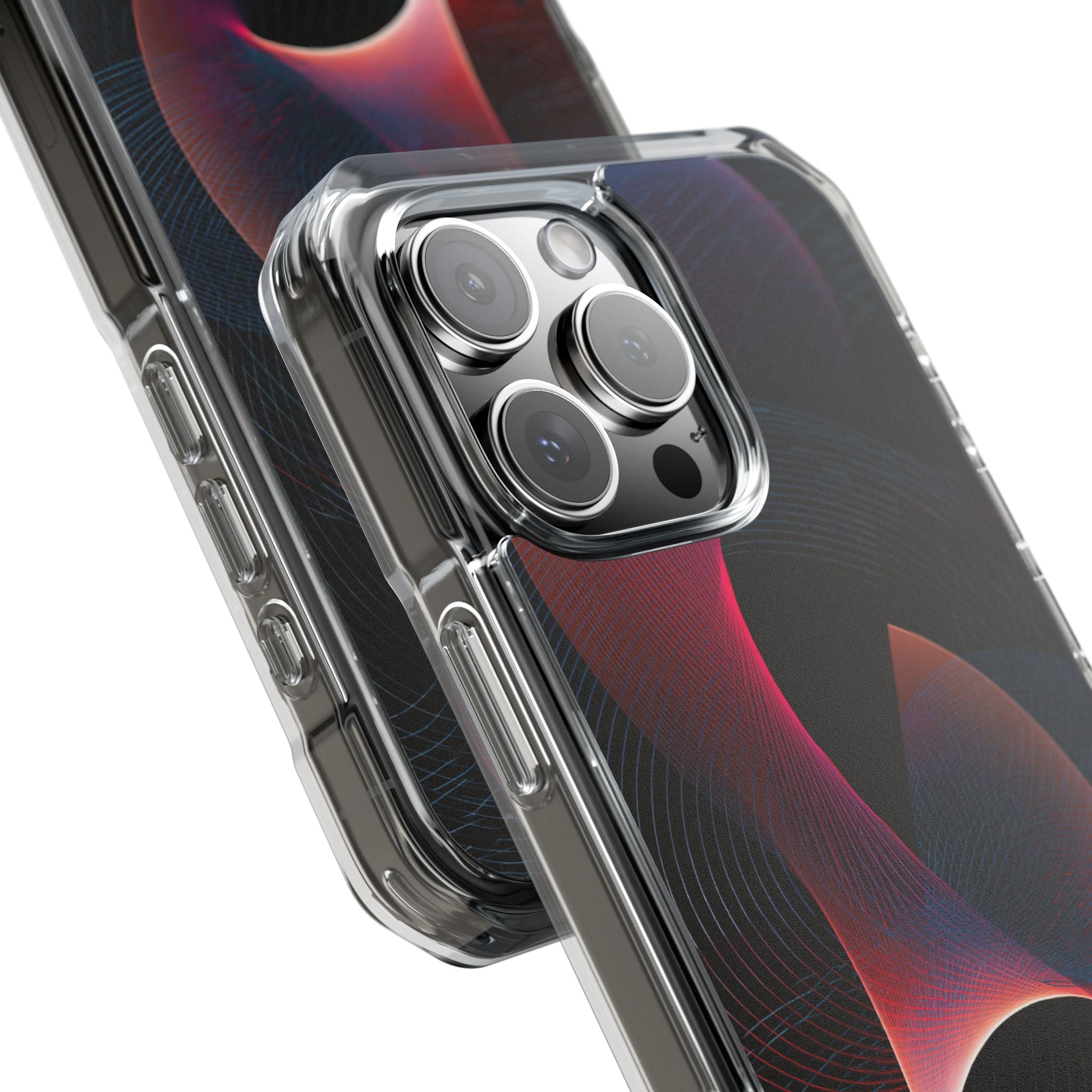 Black Impact MagSafe Phone Case for iPhone - Cobalt Crimson Flux