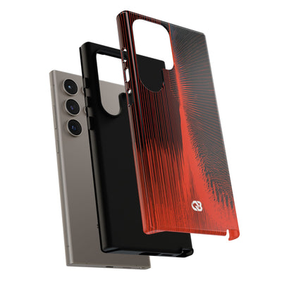Red Tough Phone Case for Samsung - Crimson Frequency Pulse