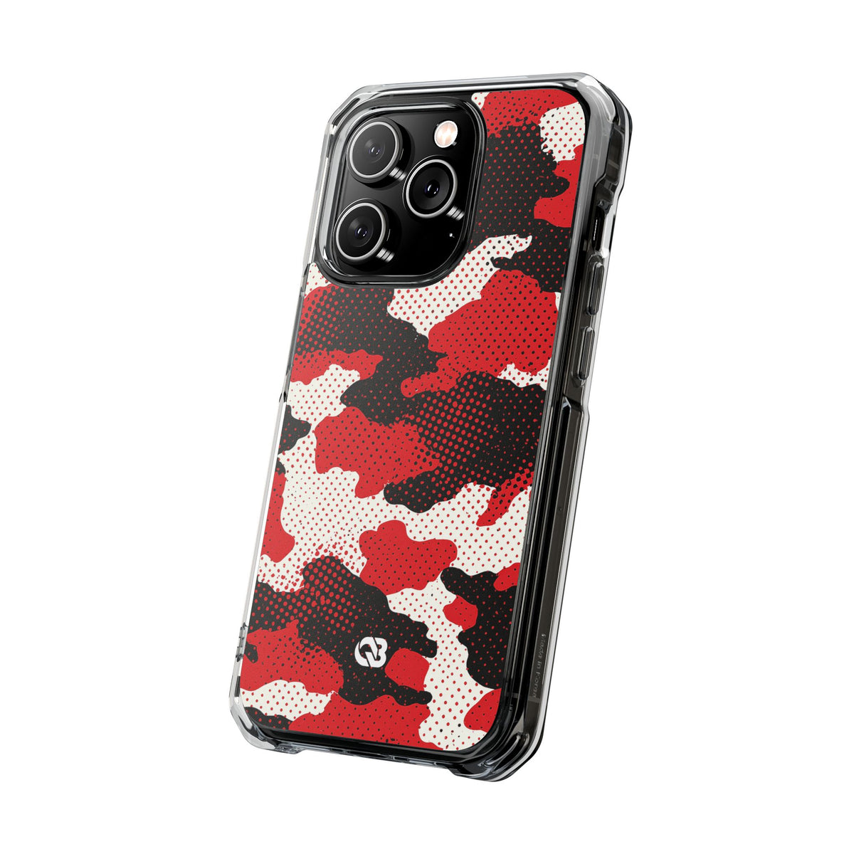 Crimson Halftone Camo · Clear Impact Magnetic Phone Case for iPhone · Red