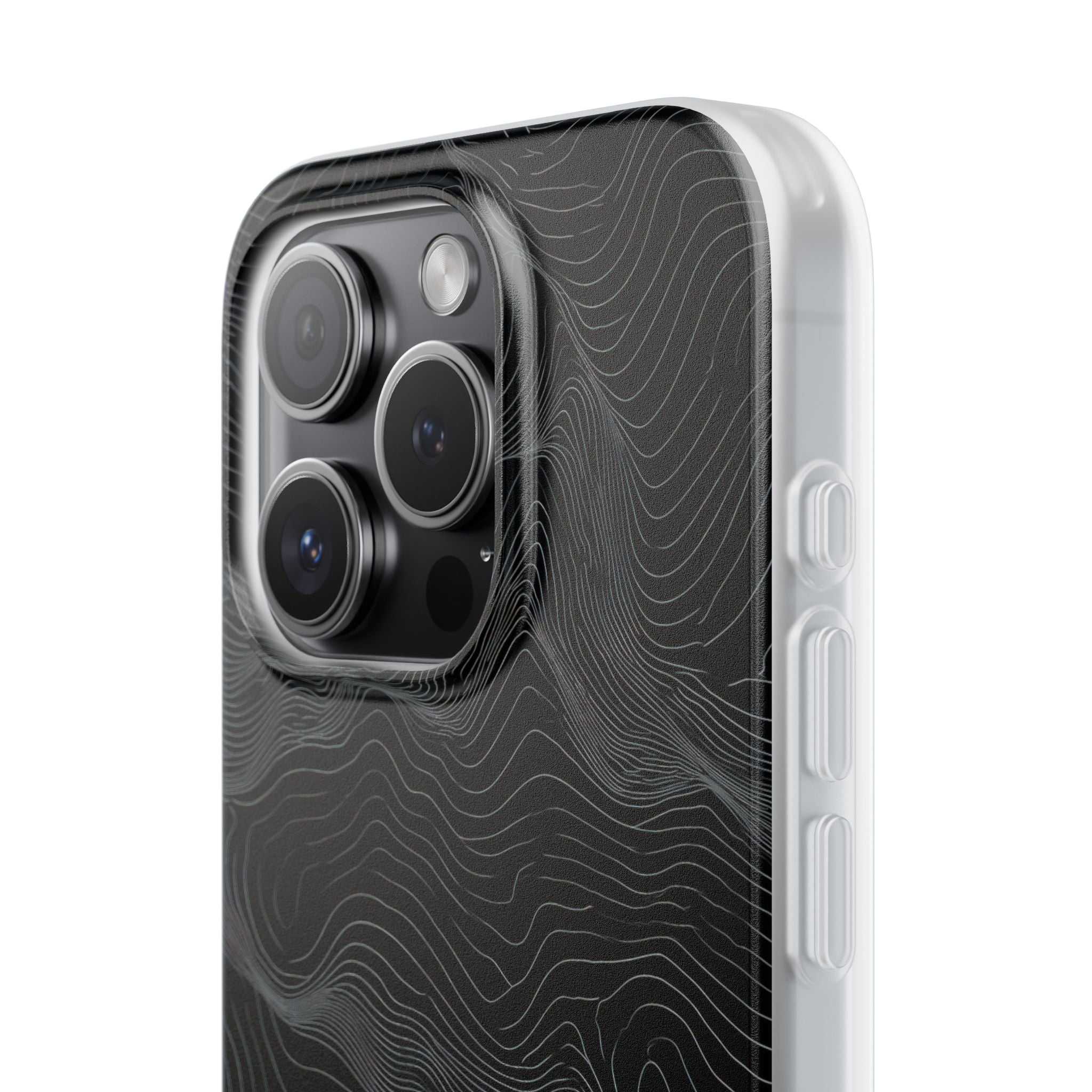Black Lite Phone Case for iPhone - Obsidian Topo Wireframe