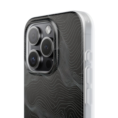 Black Lite Phone Case for iPhone - Obsidian Topo Wireframe